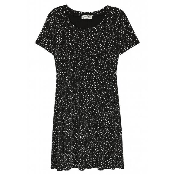 Vintage 90s Y2K Black Slinky Floral Print Mini Babydoll Grunge Dress Medium - Picture 2 of 5